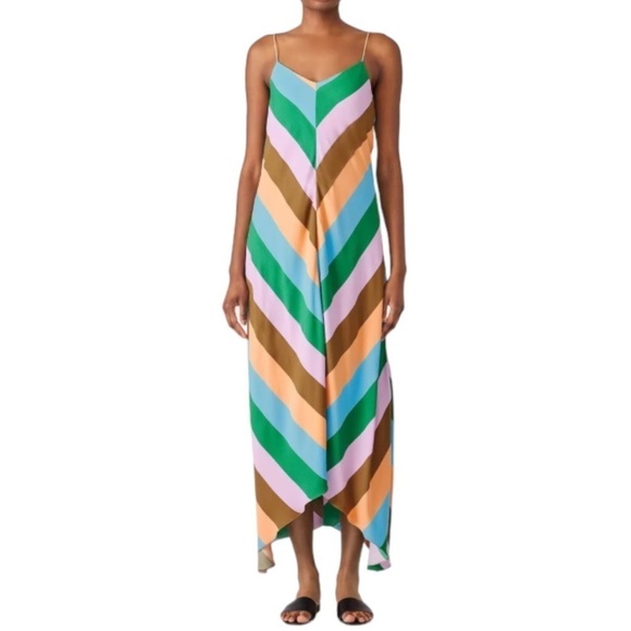 Tibi Julian Chevron Multi Stripe Maxi Slip Dress - Picture 15 of 15